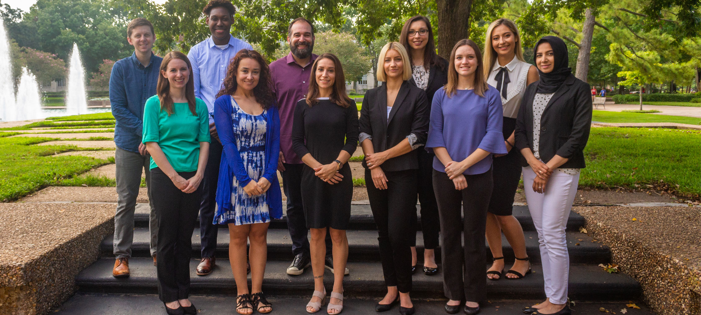 2018-2019: Bottom (left to right): Kelli Sullivan, Dr. Gunes Avci, Savanna Tierney, Nathalie Ulrich, Michelle Babicz, Saniah Ishtiaq Kazim, and Top (left to right): David Sheppard, Kishon Joseph, Professor Woods, Vickie Kordovski, Anastasia Matchanova