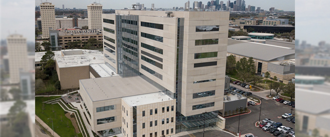 Aerial view of the Health 2 Building at UH (home of the Developmental Neuropsychology Clinic)