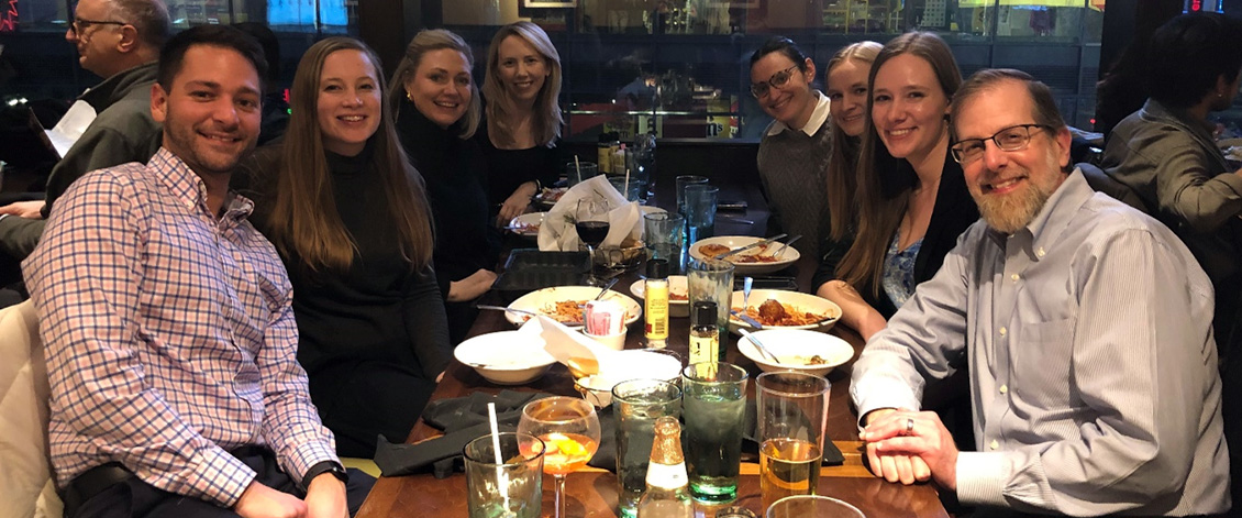 At the International Neuropsychological Society Meeting in New York with current and former students; From Left (2024): Dr. Anthony Gioia, Abby Farrell, Dr. Kelly Halverson, Dr. Kelly Macdonald, Alexa Gonzalez, Emily Dudek, Juliana Wall, Dr. Cirino