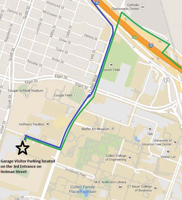 Map to campus from Bush or Hobby