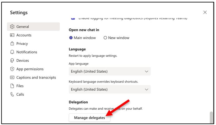 Set-up a Delegate in Microsoft Teams - Mac