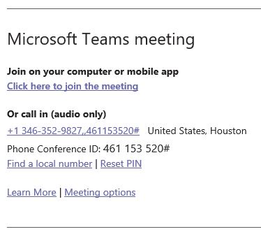 Join a Meeting or Conference Call - Microsoft Teams - Windows