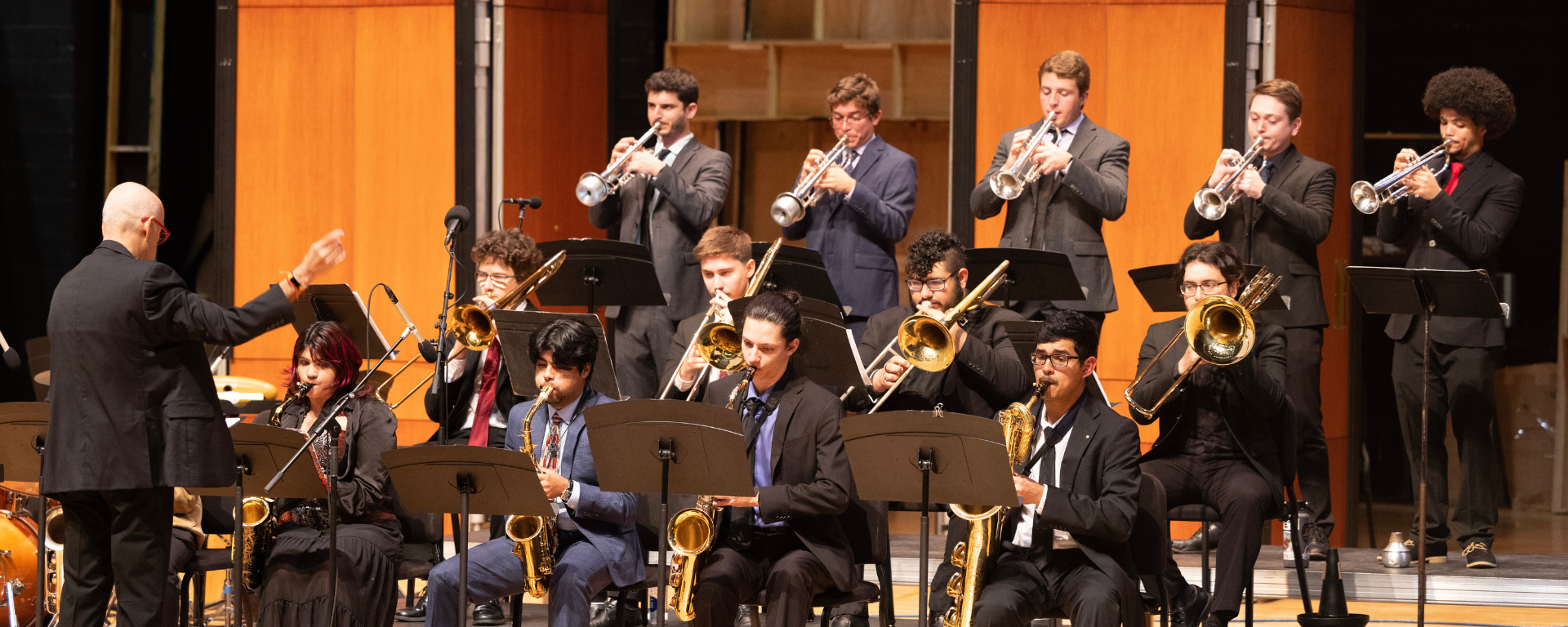 The Moores School of Music Jazz Band on the opera house stage